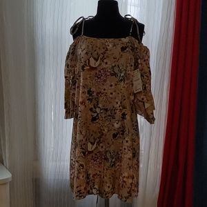 Zara Floral  strappy off shoulder dress